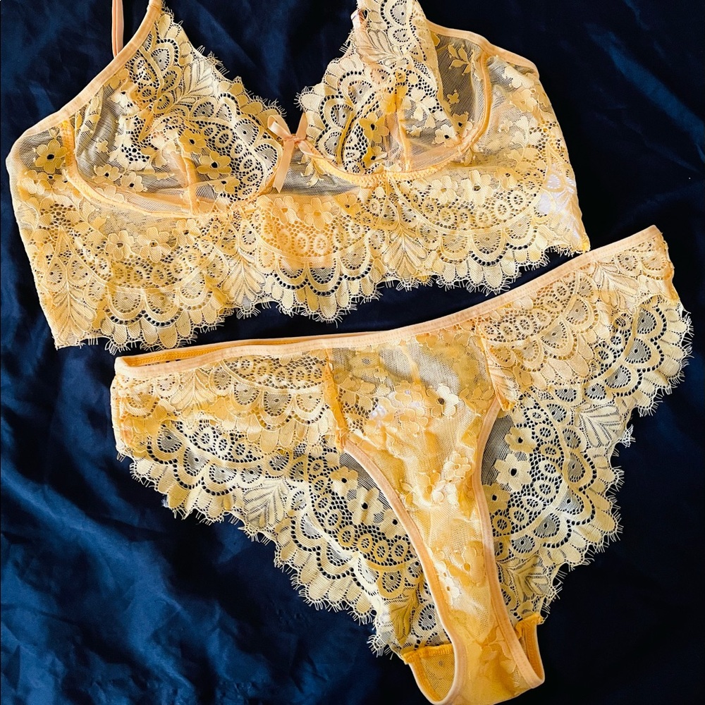 Yellow Lace Bra & Panty Set
